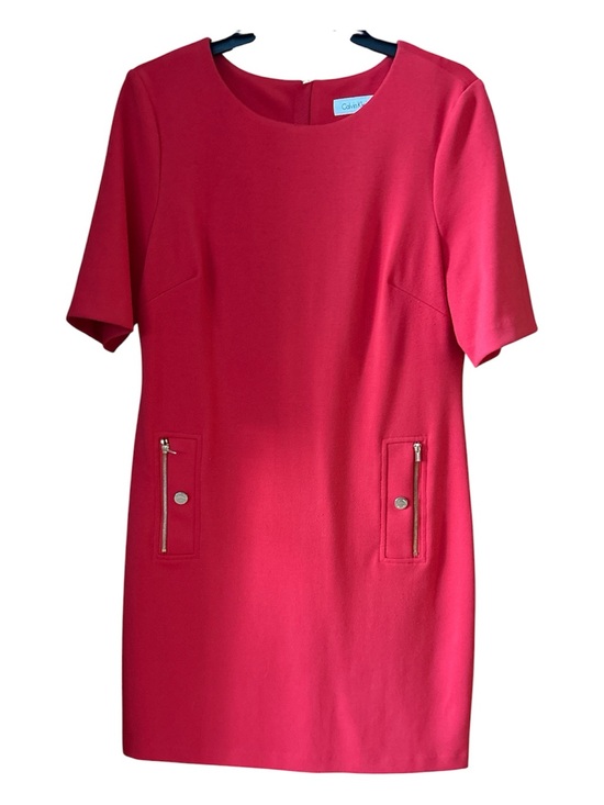 Calvin Klein Dresses & Skirts - Calvin Klein Red Shift Dress w/ Zip Pocket Detail – Size 10